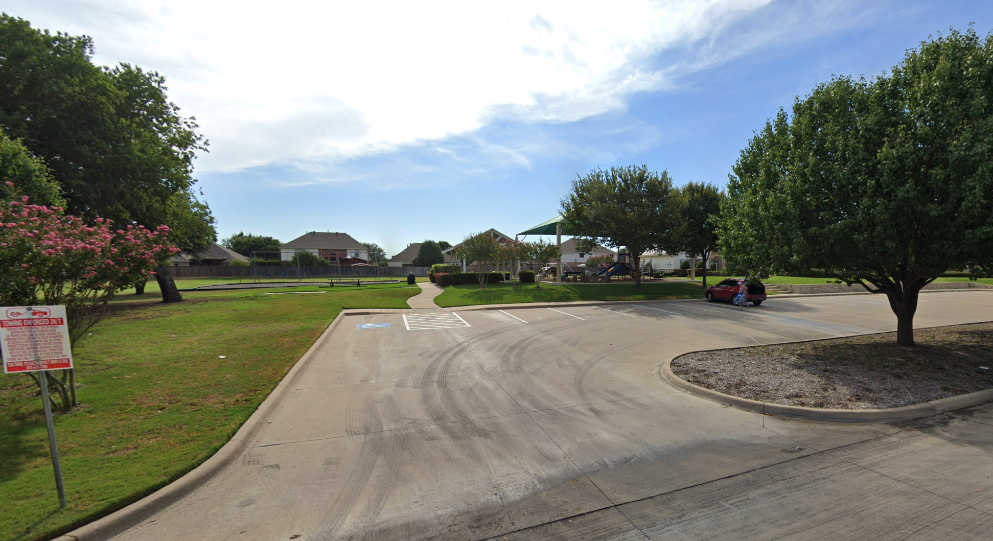 Neighborhood park with playground behind Mansfield TX rental